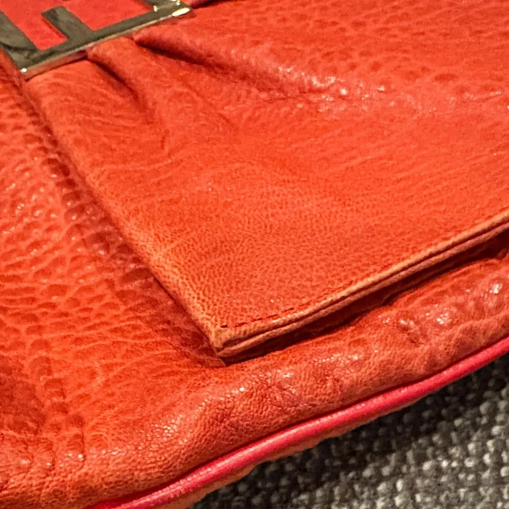 Fendi Mia Flap Shoulder Bag- Red Leather